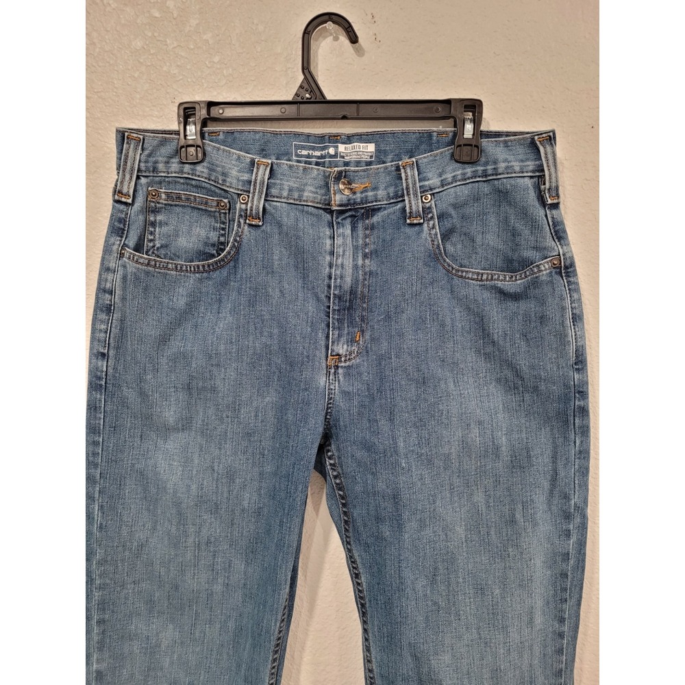Carhartt Mens Relaxed Fit Rugged Flex 5 Pocket Jean 33x32 Blue Denim #11 - Picture 2 of 7
